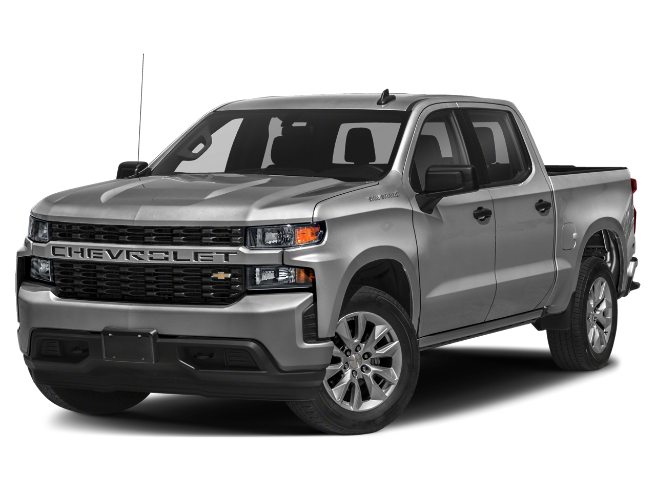 2021 Chevrolet Silverado 1500 Custom in Silver Ice Metallic — front three-quarter view