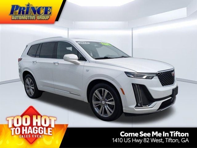 2024 Cadillac XT6 Premium Luxury in Crystal White Tricoat — front three-quarter view