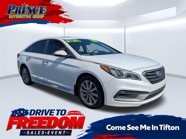 2017 Hyundai Sonata Limited in Quartz White Pearl — front three-quarter view
