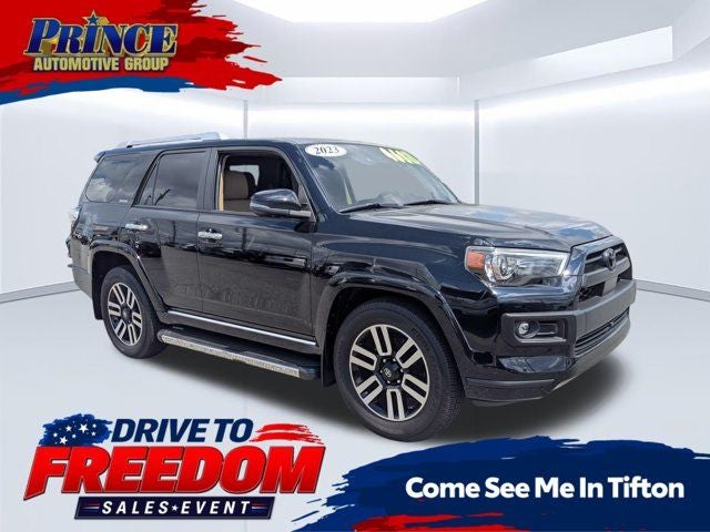 2023 Toyota 4Runner Limited in Midnight Black Metallic — front three-quarter view