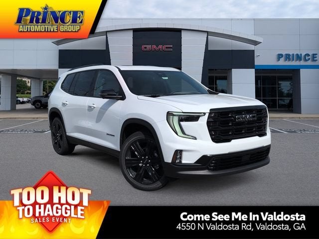 2026 GMC Acadia Elevation in Summit White — front three-quarter view