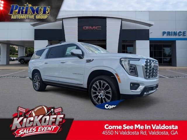 2026 GMC Yukon XL Denali in Glacier White Tricoat — front three-quarter view