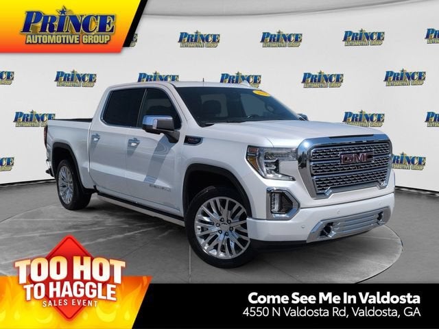 2019 GMC Sierra 1500 Denali in White Frost Tricoat — front three-quarter view