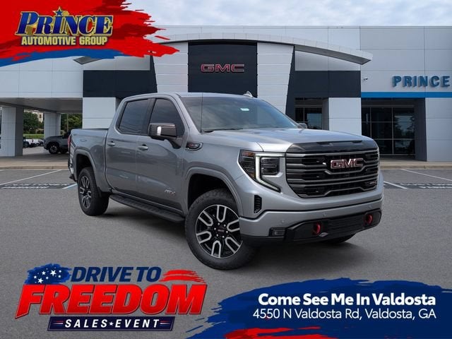 2026 GMC Sierra 1500 AT4 in Sterling Metallic — front three-quarter view