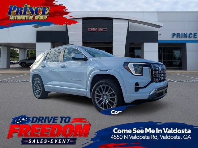 2026 GMC Terrain Denali in Summit White — front three-quarter view