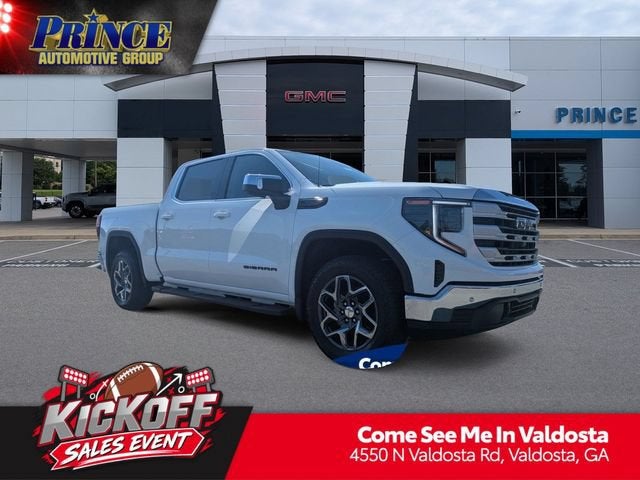 2026 GMC Sierra 1500 SLE in Summit White — front three-quarter view