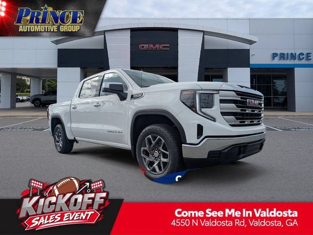2026 GMC Sierra 1500 SLE in Summit White — front three-quarter view