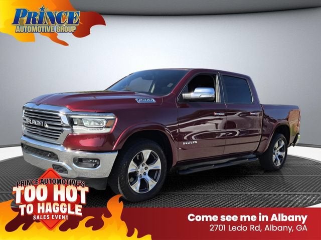 2019 RAM 1500 Laramie in Red — front three-quarter view