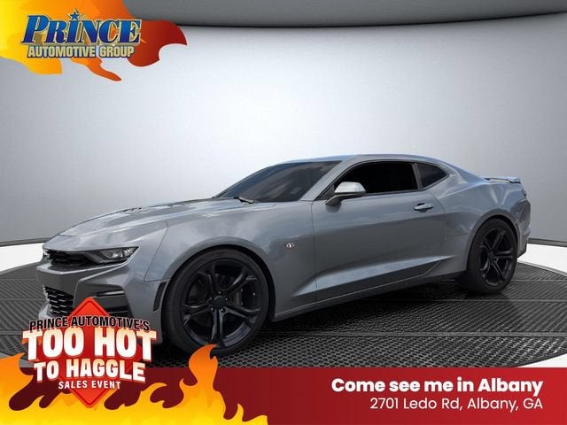 2021 Chevrolet Camaro 1SS in Satin Steel Gray Metallic — front three-quarter view