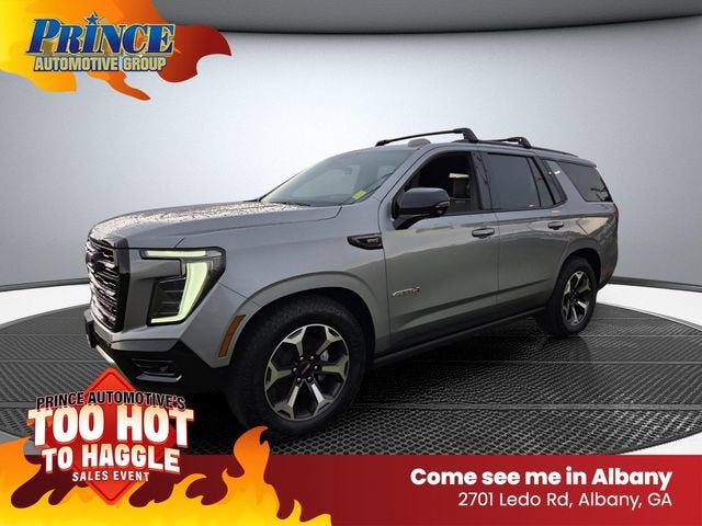 2026 GMC Yukon AT4 Ultimate in Sterling Metallic — front three-quarter view