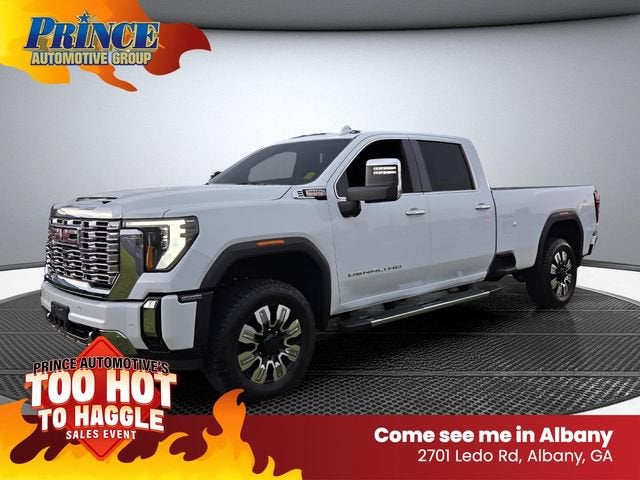 2026 GMC Sierra 3500 HD Denali in Glacier White Tricoat — front three-quarter view
