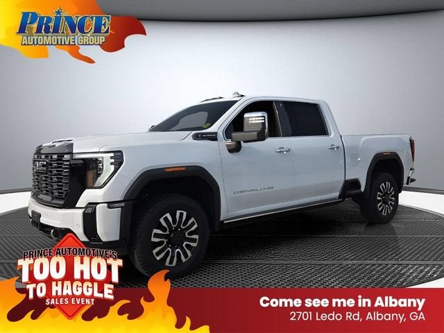 2026 GMC Sierra 2500 HD Denali Ultimate in Glacier White Tricoat — front three-quarter view