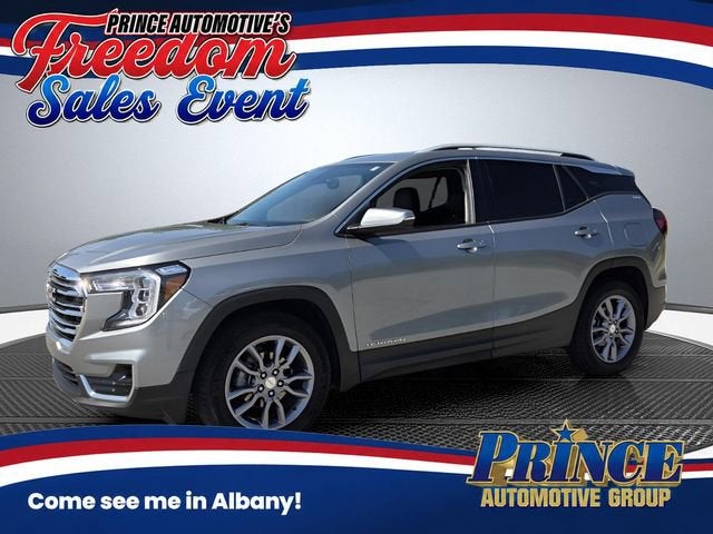 2023 GMC Terrain SLT in Sterling Metallic — front three-quarter view