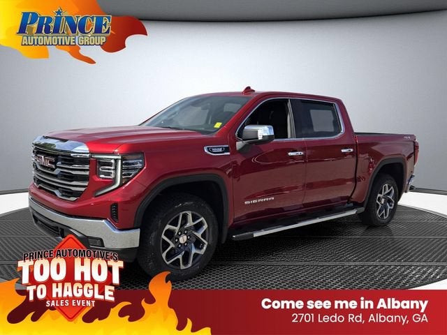 2026 GMC Sierra 1500 SLT in Volcanic Red Tintcoat — front three-quarter view